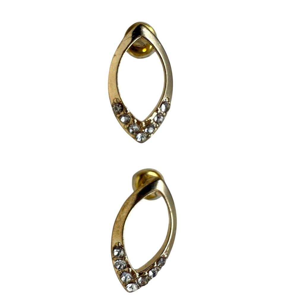 Brass 14K Gold Plated Dangle Drop Earrings Rhinestone Accent Fashion Jewelry